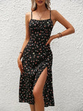 Floral Print Spaghetti Straps Summer Boho Dress