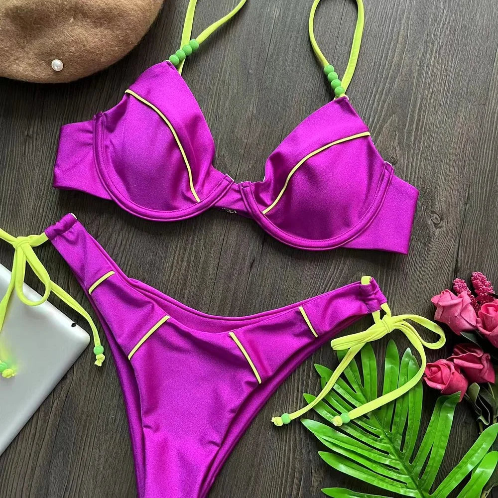 RUOTONGSEPT New Sexy Push up Bikini Set Swimsuit Women's low-waist Swimwear For Female Two Piece Beachwear Bathing Suit