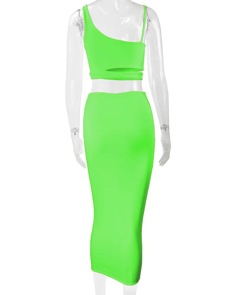 Sexy Pleated Hollowout Two-piece Dress