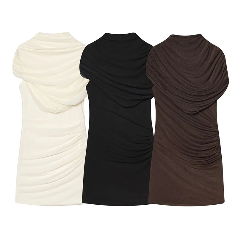 Patchwork Women's Dress Stacked Decorative Cinched Waist Dresses Female Slimming Bodycon Dress Elegant Party Dress