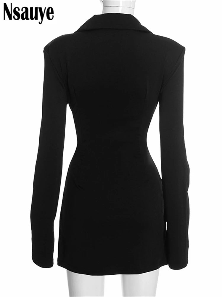 Elegant Evening Short Dress Women Fall Long Sleeve Sexy Fashion Night Club Party White Mini Wrap Corset Dress