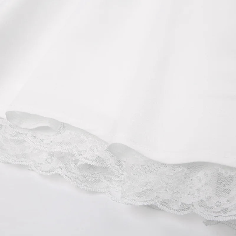 Sleeveless Mini Corset Dress with Lace Panel, A-line Dress, Elegant and Sweet, White, High Quality,l