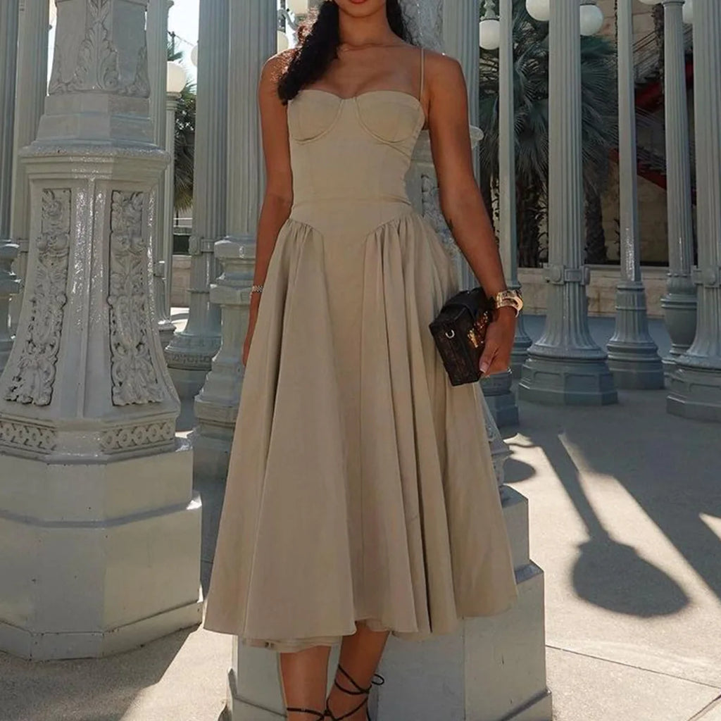 Elegant Midi Dress Red Night Date Dress