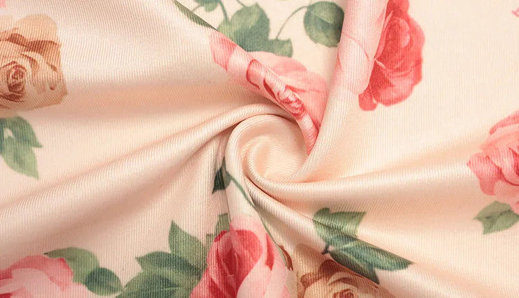 Flower Prints Long Sleeve Slash Neck