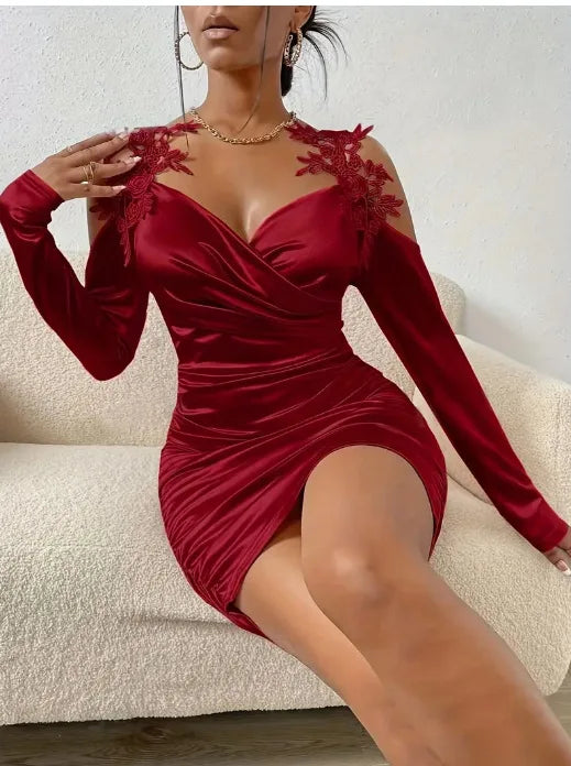 Sweetheart Neck Wrap Party Dress