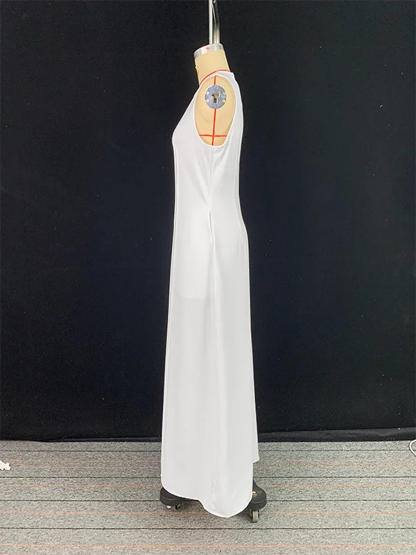 Elegant Long Luxurious Sleeveless Round-Neck Casual Office Party Dress