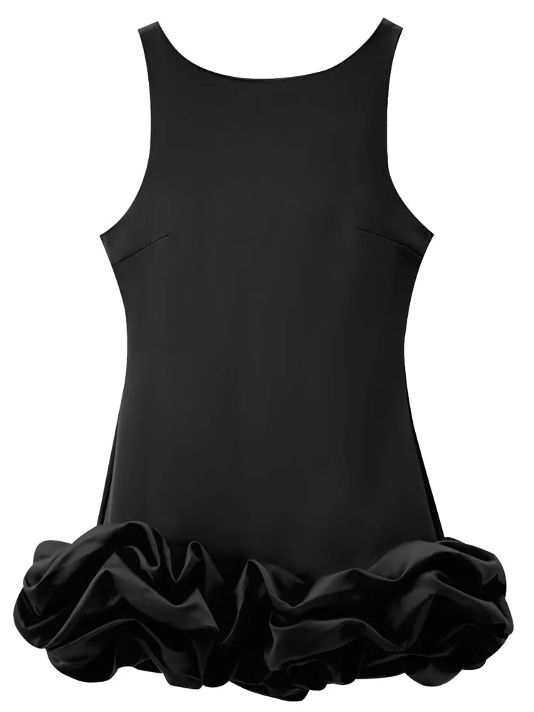 Ruffle Backless Party DressBlack Red Sleeveless Bodycon Mini Dress