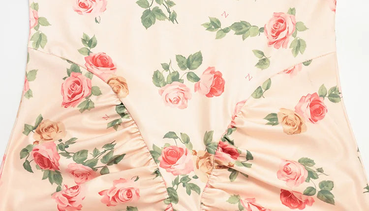Flower Prints Long Sleeve Slash Neck