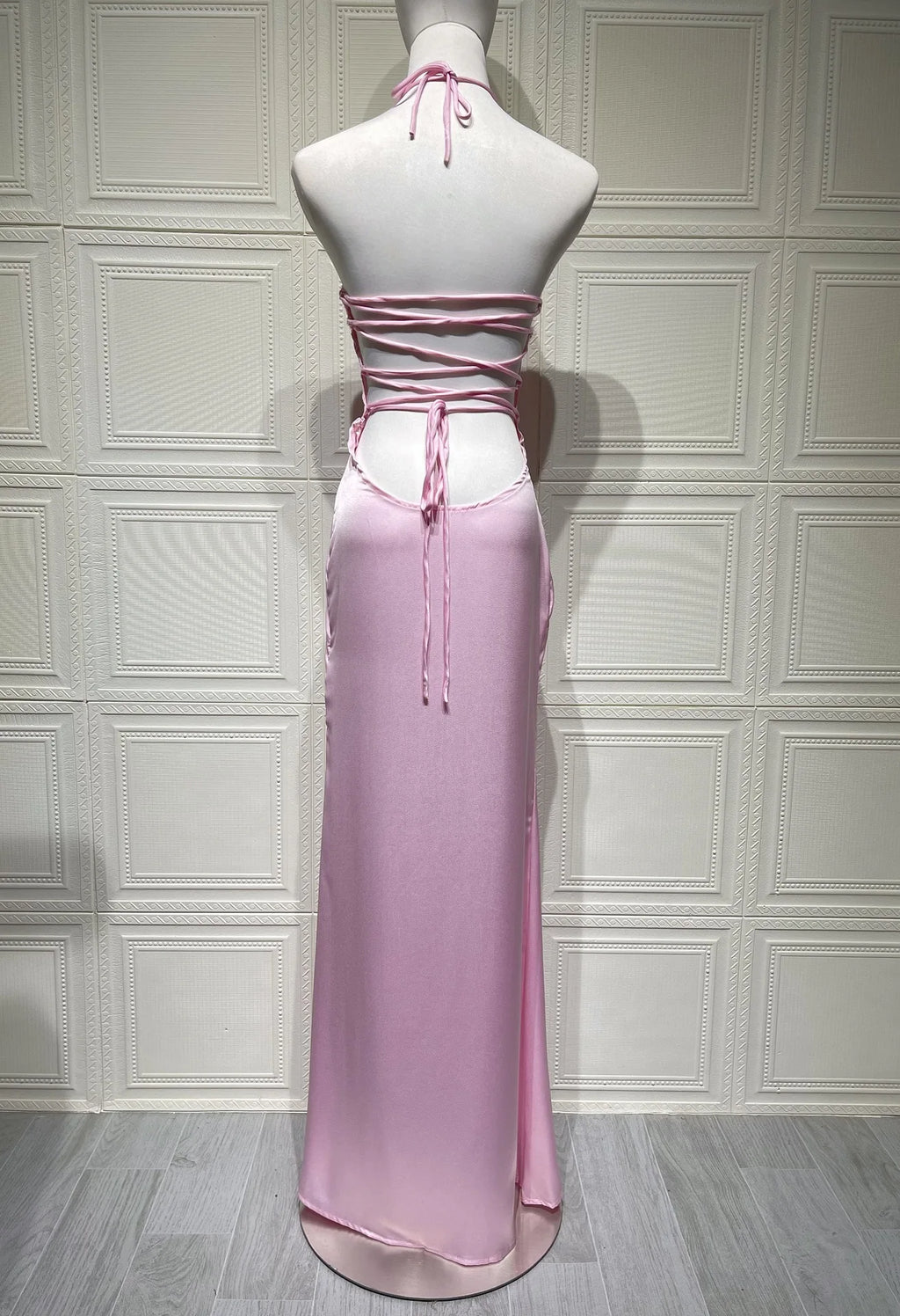 Sequin Vestidos Solid Color Backless Strappy Hip Evening Dress Elegant Simple Style
