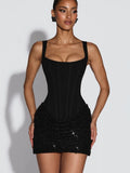 Halter Mini Dress Women Pleated Sleeveless Backless