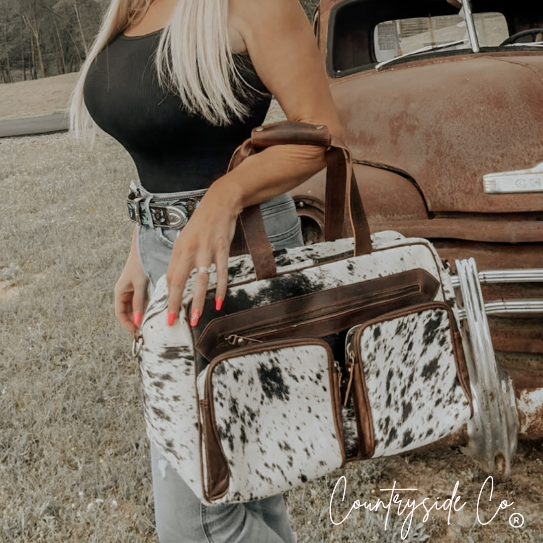 Saddlemen Carry All Cowhide Duffle Travel Bag