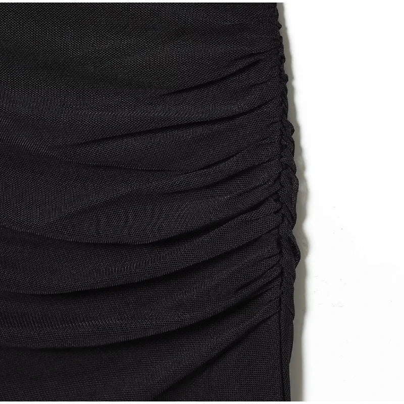 Patchwork Women's Dress Stacked Decorative Cinched Waist Dresses Female Slimming Bodycon Dress Elegant Party Dress