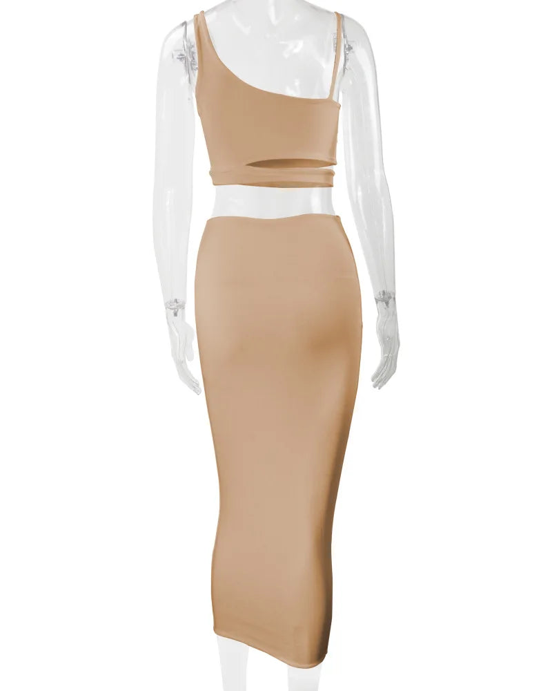 Sexy Pleated Hollowout Two-piece Dress