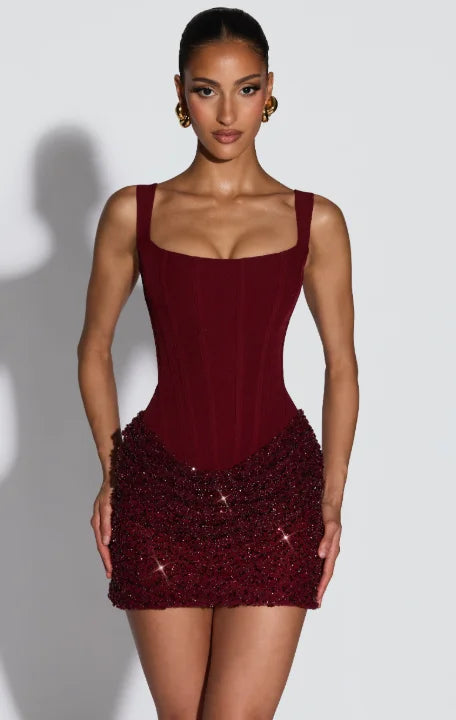 Mini Dress Chic Off-shoulder Backless Waist Cinching