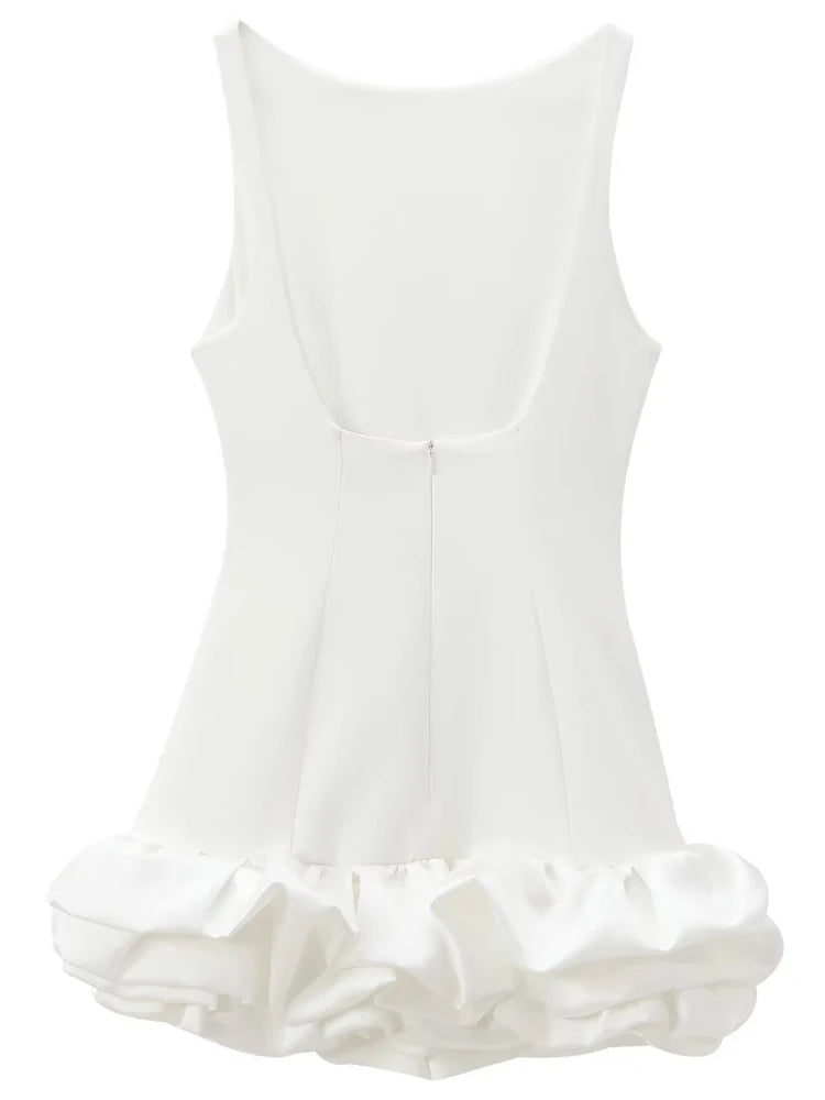 Ruffle Backless Party DressBlack Red Sleeveless Bodycon Mini Dress