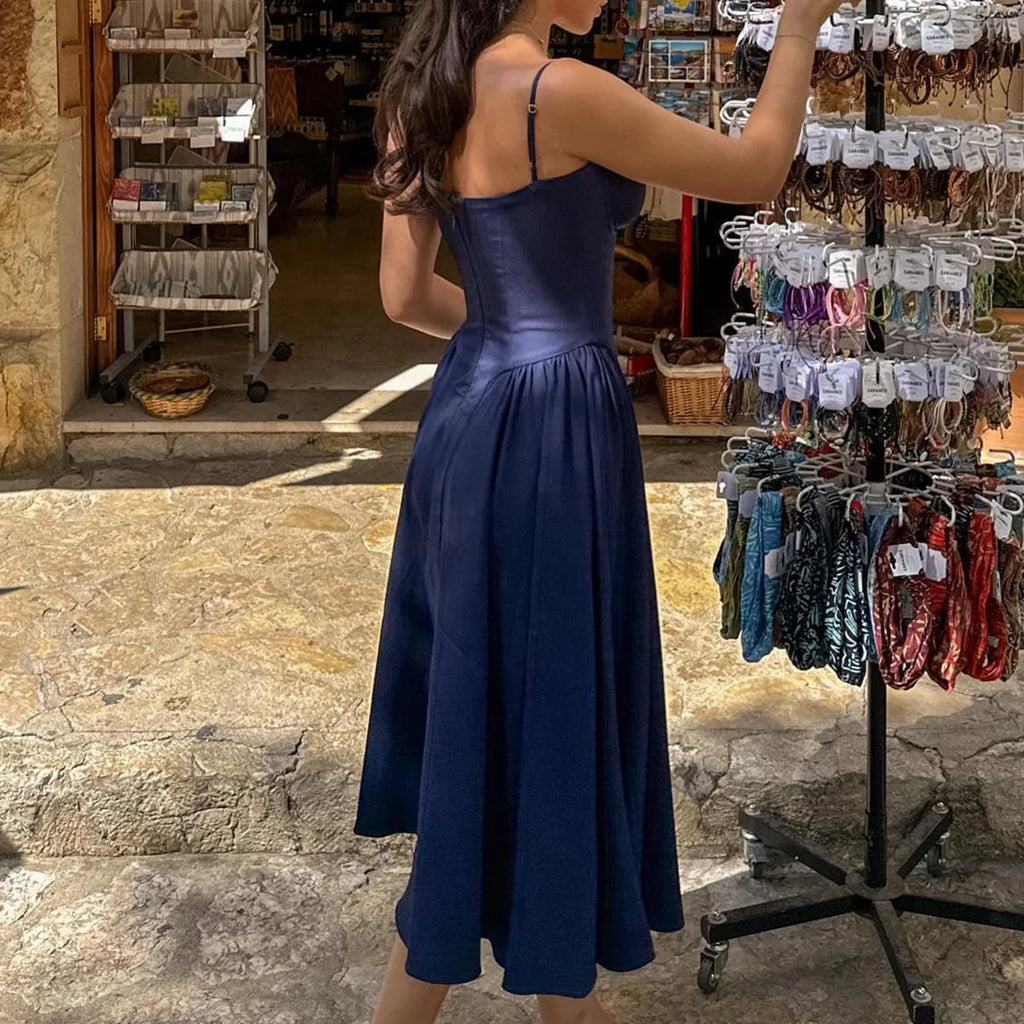 Elegant Midi Dress Red Night Date Dress