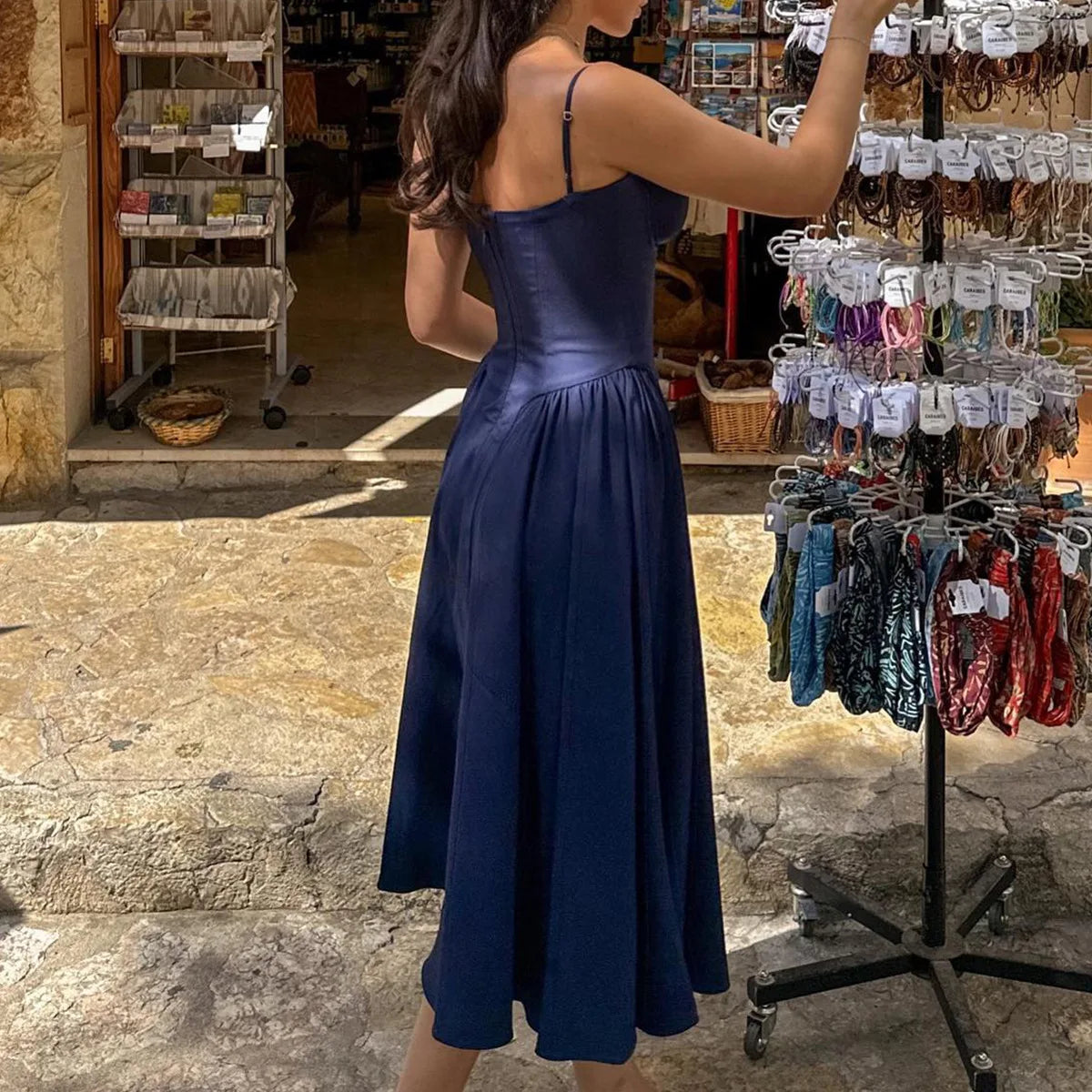 Elegant Midi Dress Red Night Date Dress
