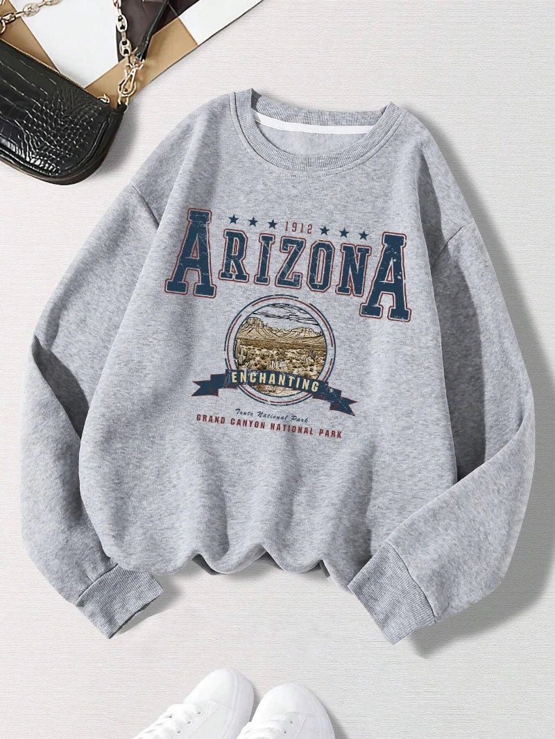 Fashion Woman Sweatshirts Arizona Natlonal Park Prints Pullovers Casual Crewneck Oversize Hoodies Fleece Warm Female Clothes
