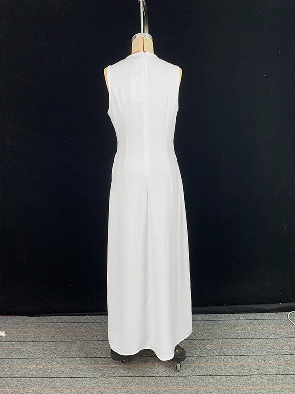 Elegant Long Luxurious Sleeveless Round-Neck Casual Office Party Dress