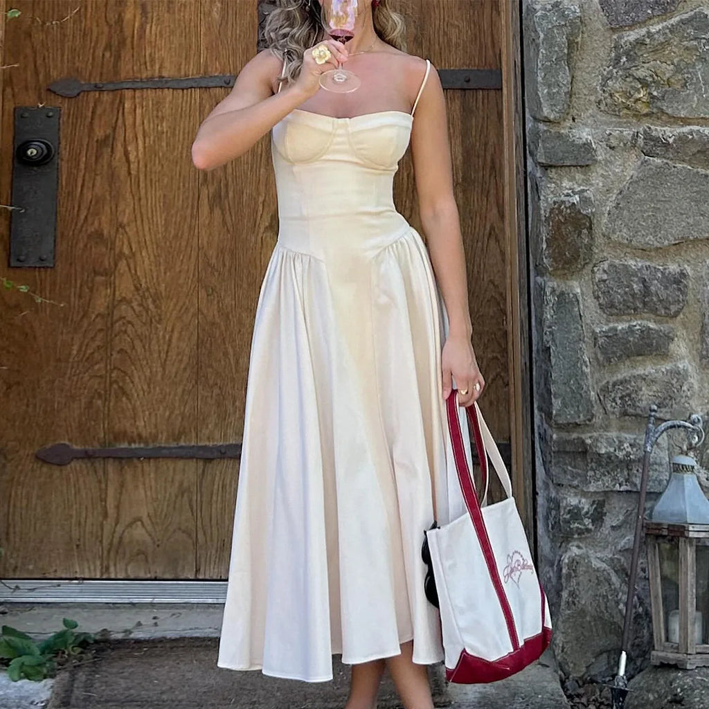 Elegant Midi Dress Red Night Date Dress
