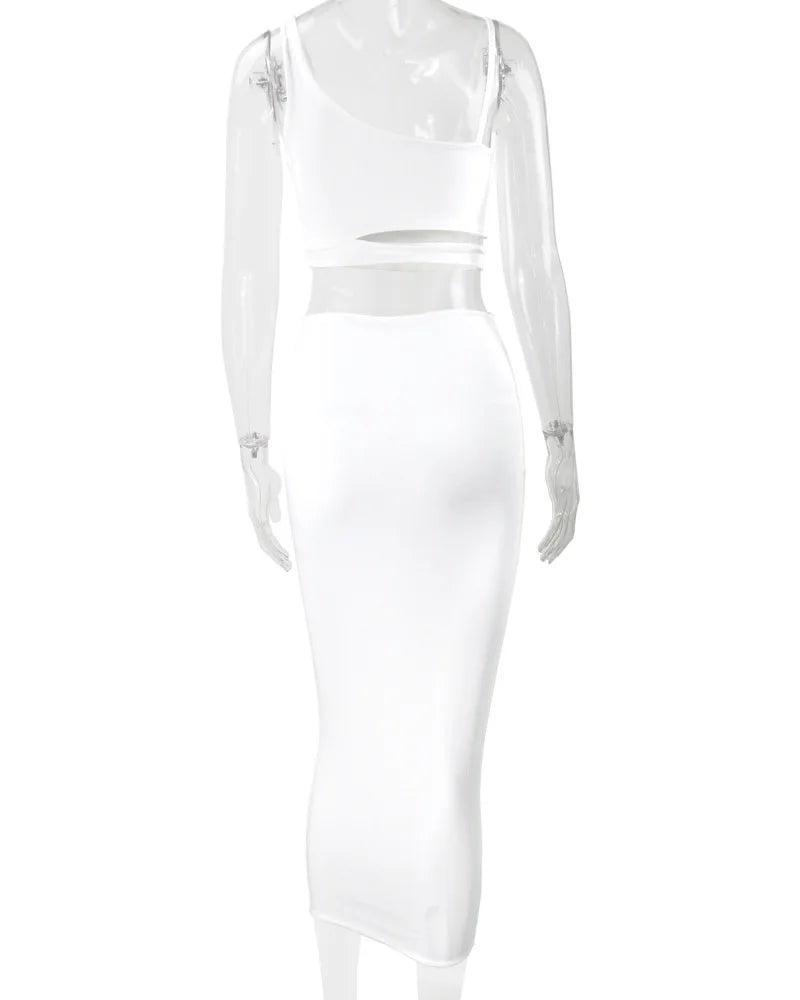 Sexy Pleated Hollowout Two-piece Dress