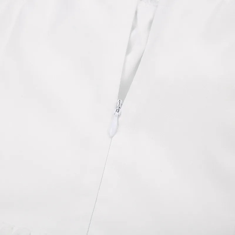 Sleeveless Mini Corset Dress with Lace Panel, A-line Dress, Elegant and Sweet, White, High Quality,l
