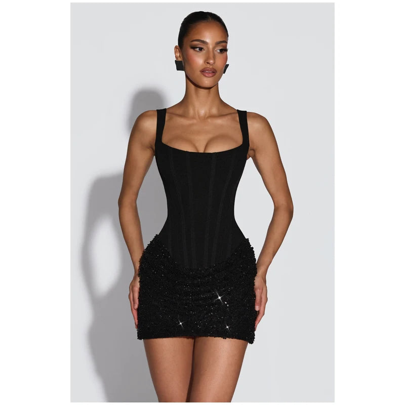 Mini Dress Chic Off-shoulder Backless Waist Cinching