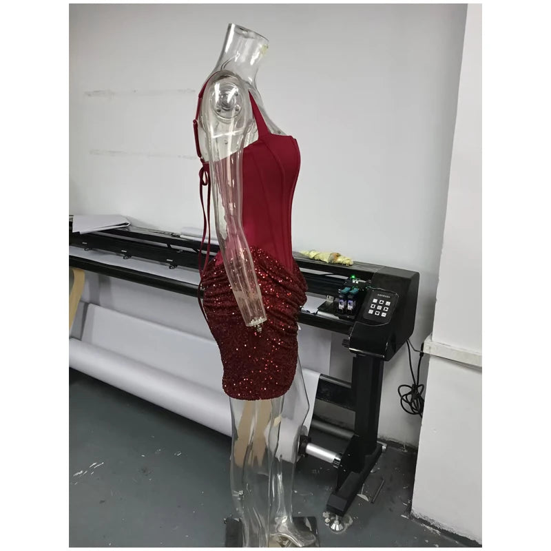 Mini Dress Chic Off-shoulder Backless Waist Cinching