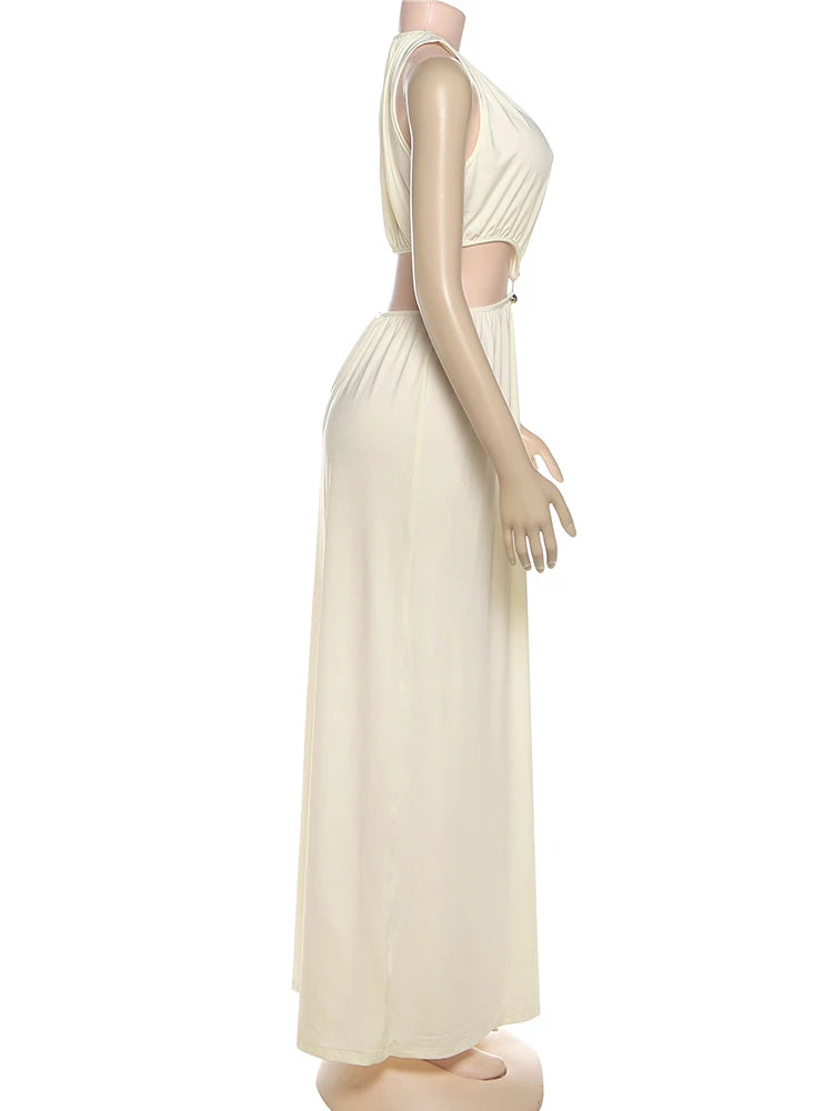 Shirring Waistless Maxi Dress