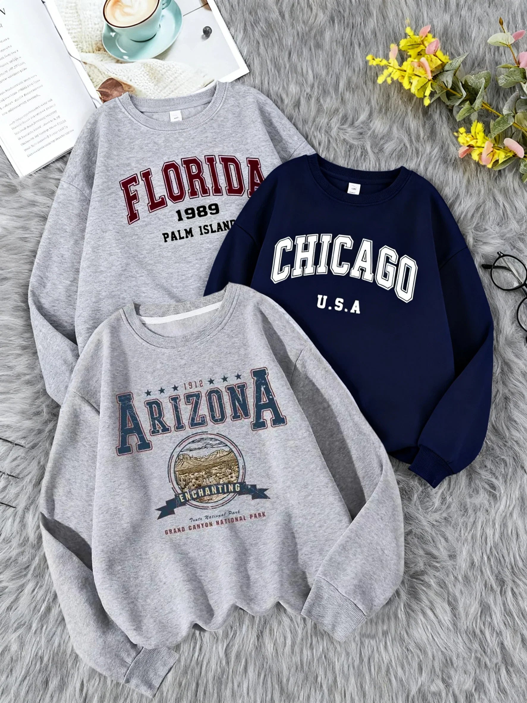 Fashion Woman Sweatshirts Arizona Natlonal Park Prints Pullovers Casual Crewneck Oversize Hoodies Fleece Warm Female Clothes