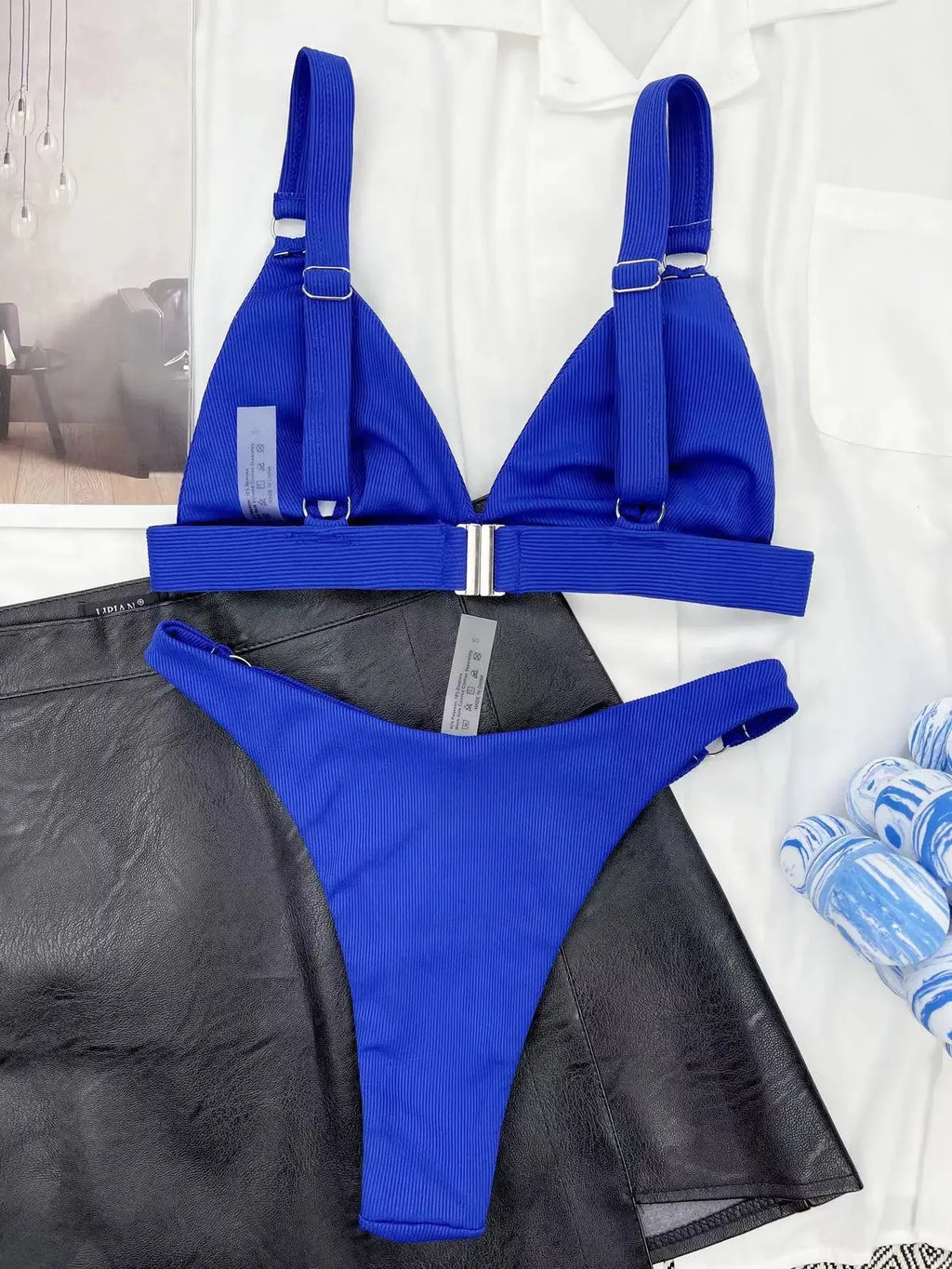 Sexy Ribbed Ring Bikinis Women 2024 New Swimsuit Push Up Swimwear Solid Bikini Set Summer Beach Brazil Biquini Swim Bathing Suit