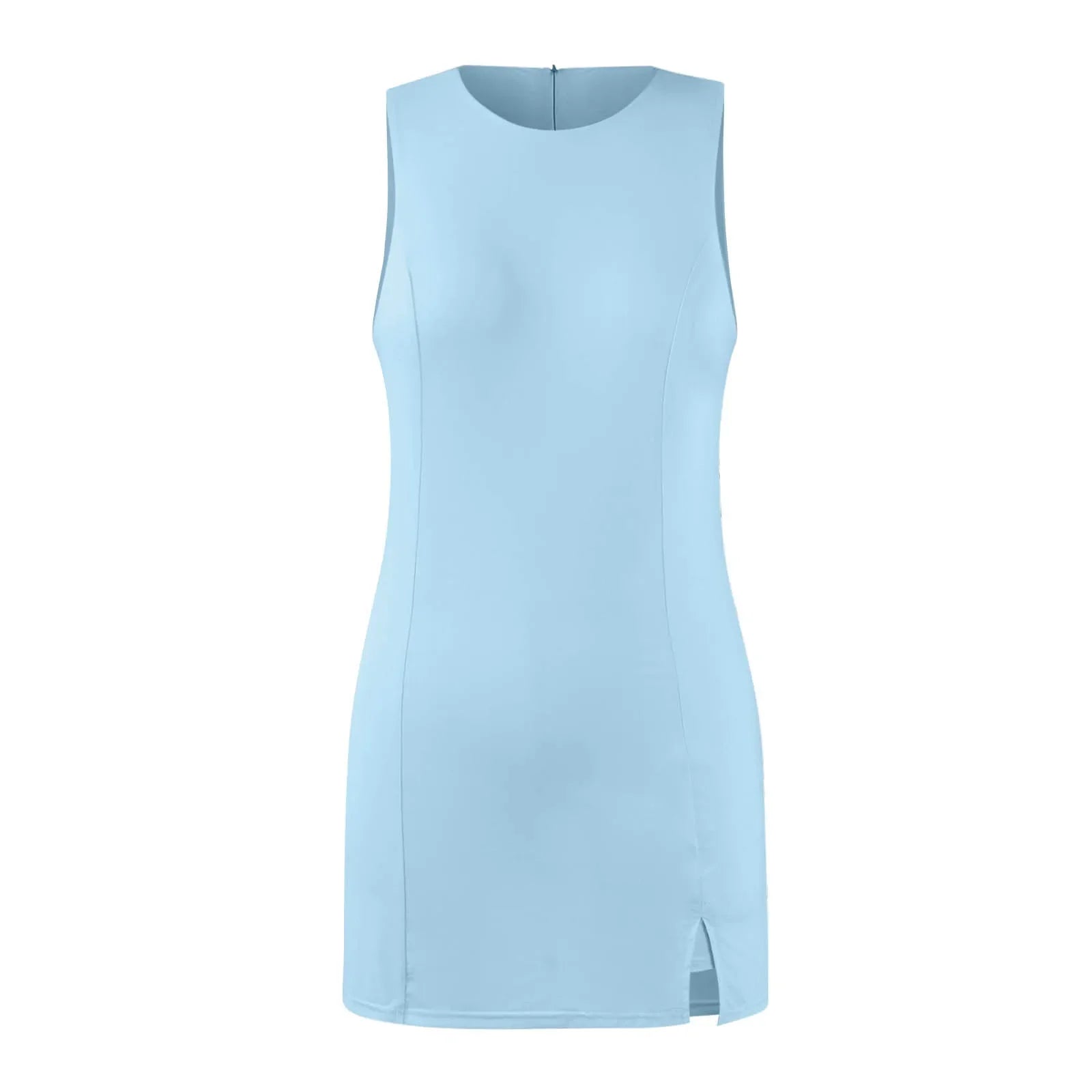 Minimalist Tennis Dress Summer Thin Workout Athletic Sleeveless Fitted Slit Active Dress Built In Shorts Soft and Comfy Clothes
