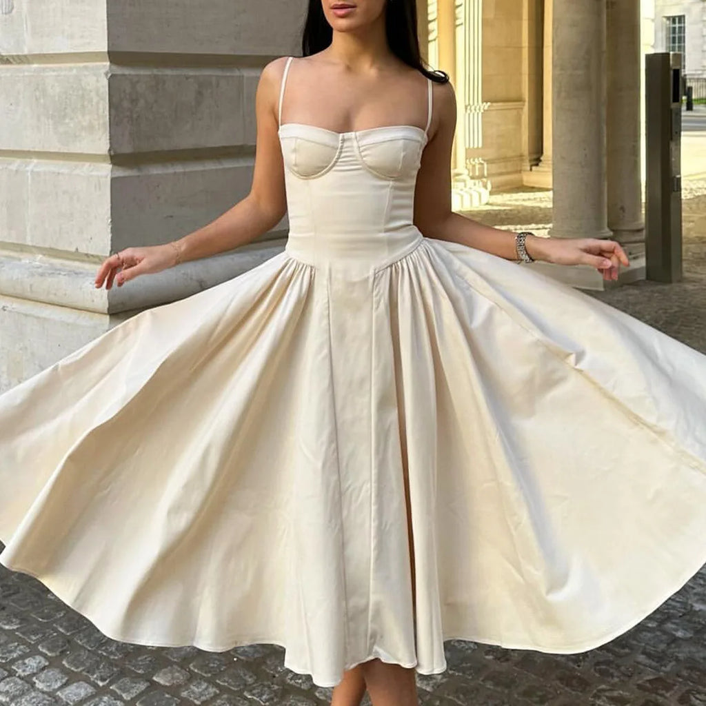 Elegant Midi Dress Red Night Date Dress