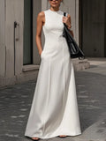 Elegant Long Luxurious Sleeveless Round-Neck Casual Office Party Dress