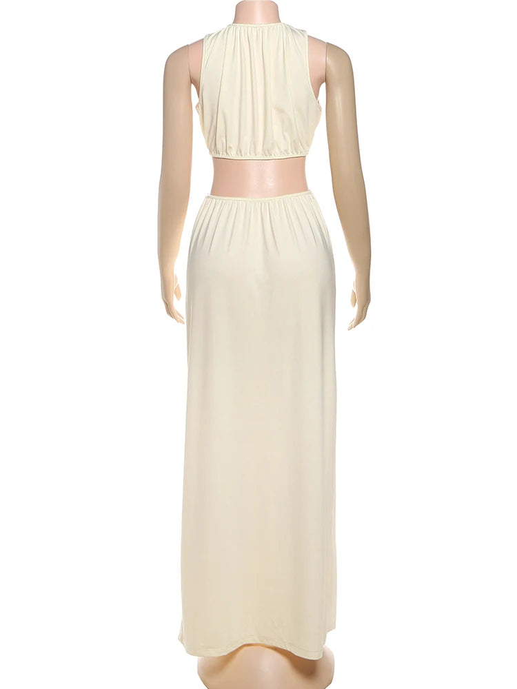 Shirring Waistless Maxi Dress