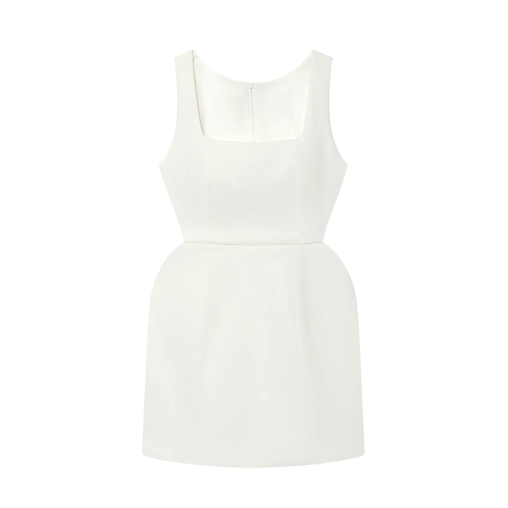 Elegant Waist-Cinching Sleeveless Short Dress Women's Round-Neck Short Cape Birthday Dress Banquet Party Dress