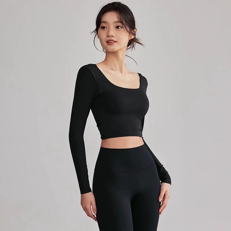 Beauty Back Long Sleeve T-shirt Running Training Workout Clothes