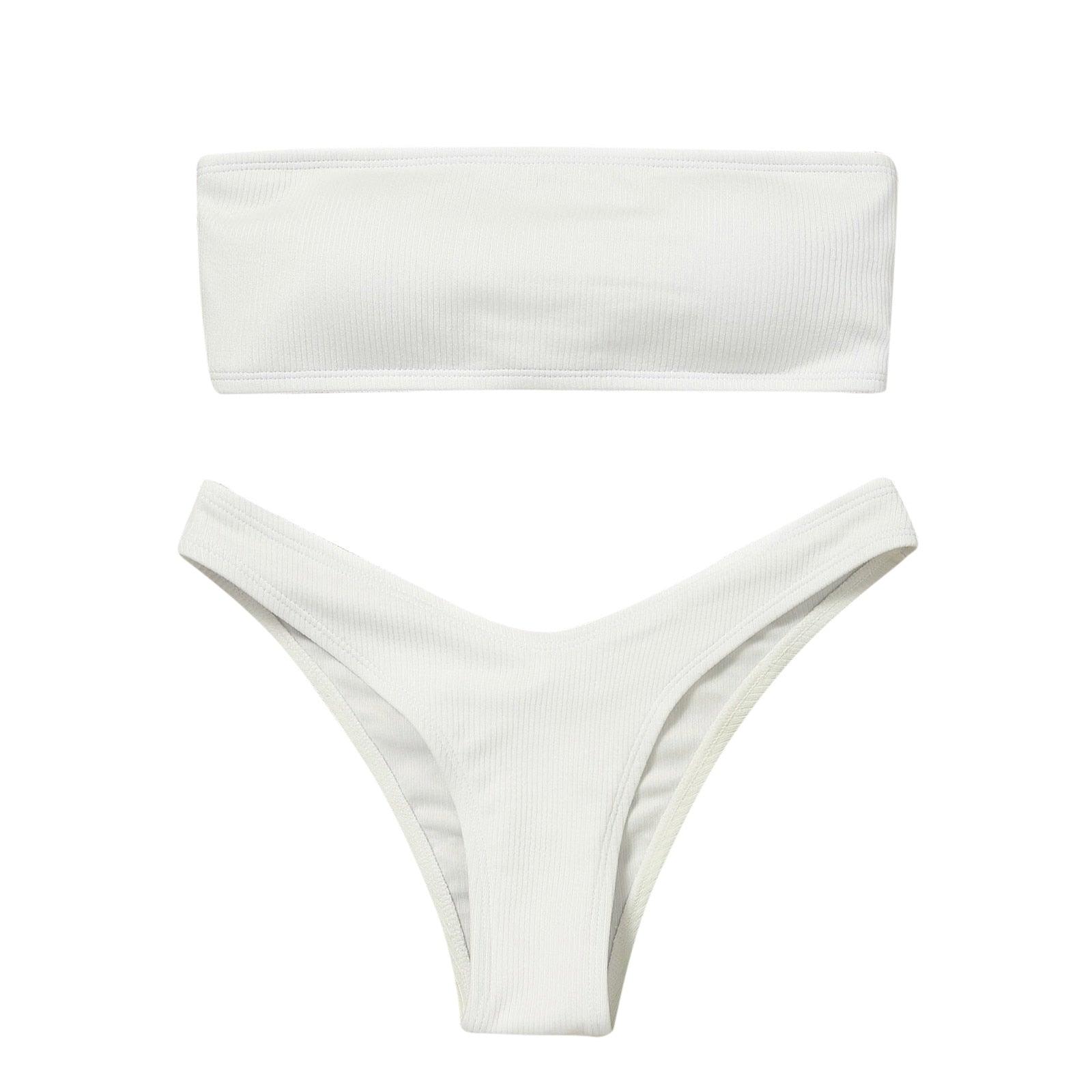 Women's Bikini Two Piece Swimsuit Swimwear  Beach Bathing Suit Woman Two-Piece Strapless Padded High Cut Bandeau Bathing Suit Swimwear